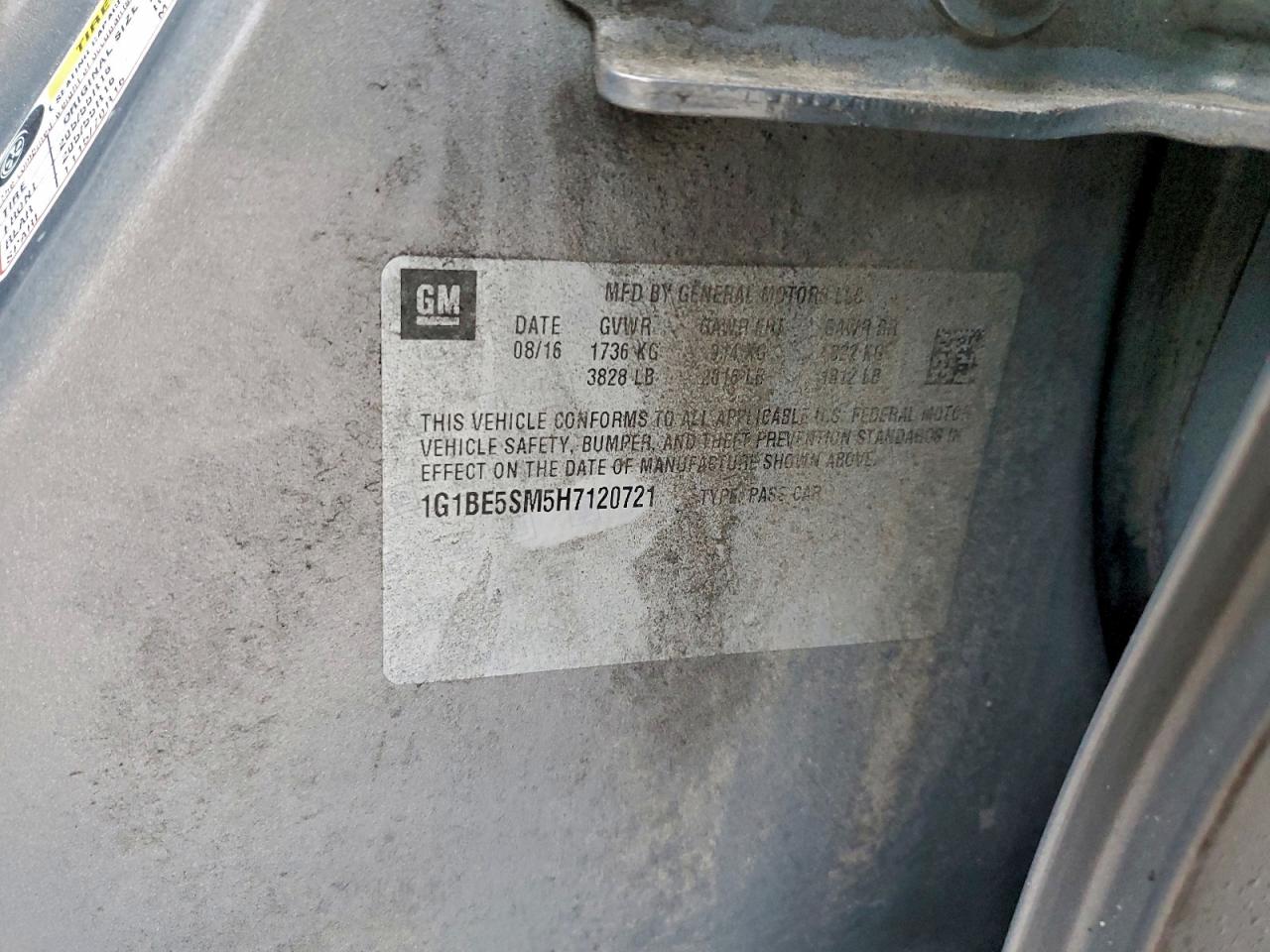 2017 Chevrolet Cruze Lt VIN: 1G1BE5SM5H7120721 Lot: 96691975