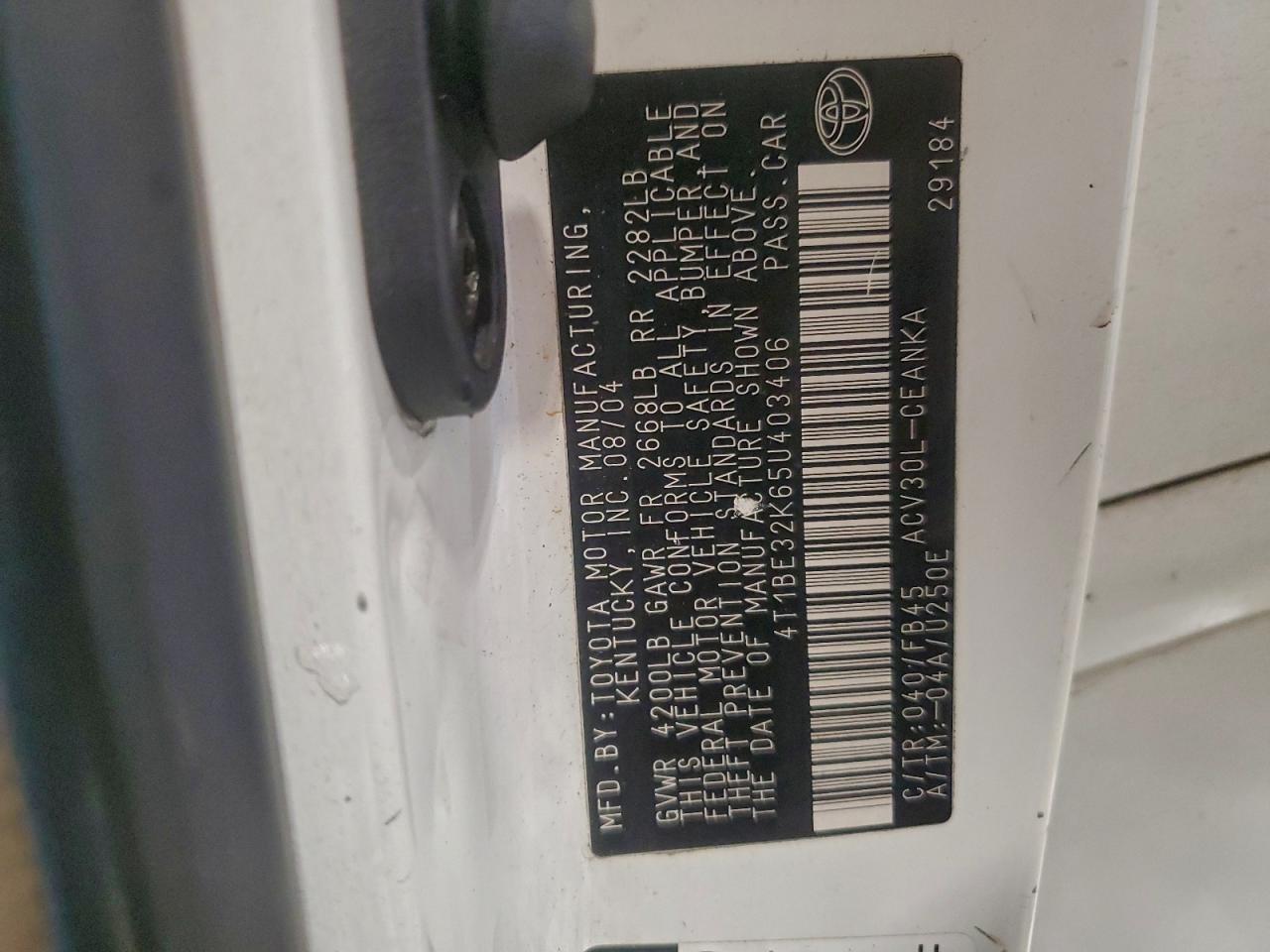 2005 Toyota Camry Le VIN: 4T1BE32K65U403406 Lot: 94820315