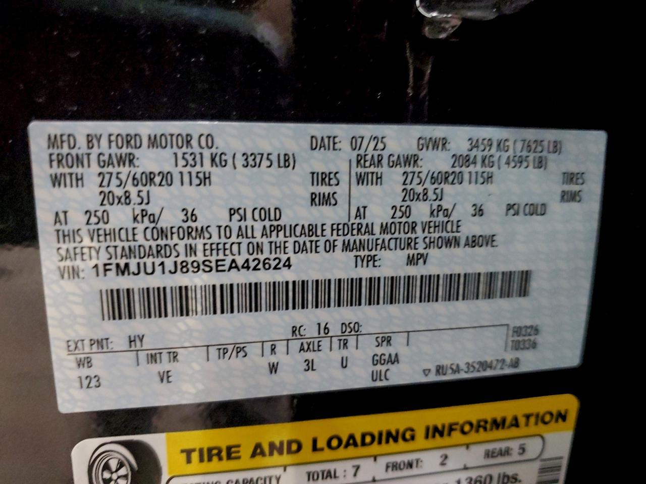 2025 Ford Expedition Active VIN: 1FMJU1J89SEA42624 Lot: 93930395