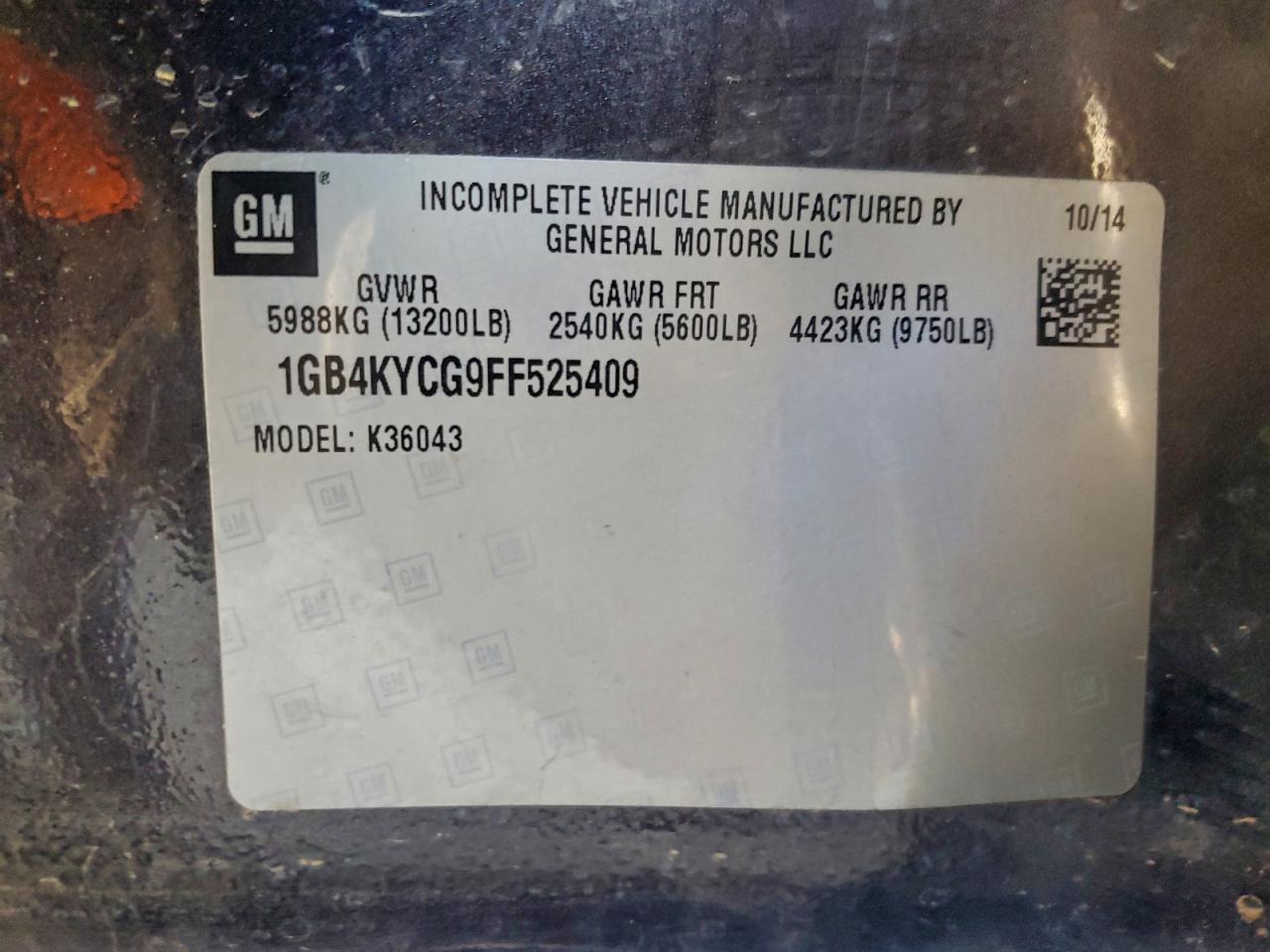 2015 Chevrolet Silverado K3500 VIN: 1GB4KYCG9FF525409 Lot: 95910295