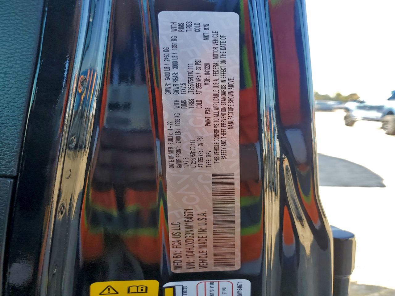 2022 Jeep Wrangler Unlimited Sport VIN: 1C4HJXDG3NW164671 Lot: 96109525