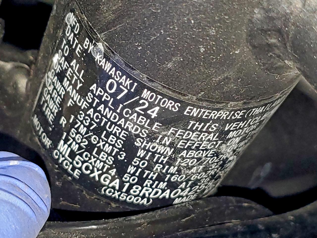 2024 Kawasaki Cx500 VIN: ML5CXGA18RDA04258 Lot: 93891575