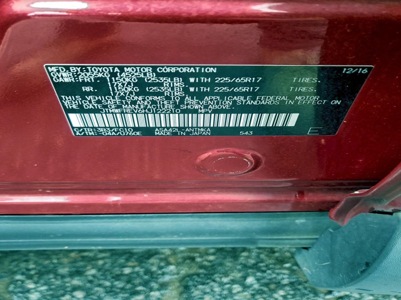 2017 Toyota Rav4 Xle VIN: JTMWFREV6HJ122210 Lot: 94228305