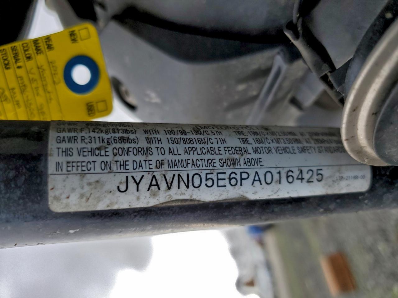 2023 Yamaha Xvs950 Cud VIN: JYAVN05E6PA016425 Lot: 94267185