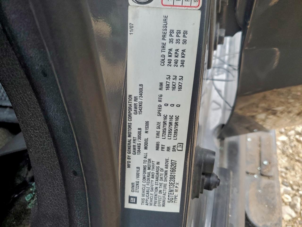 2008 Hummer H3 VIN: 5GTEN13E288166207 Lot: 95251485