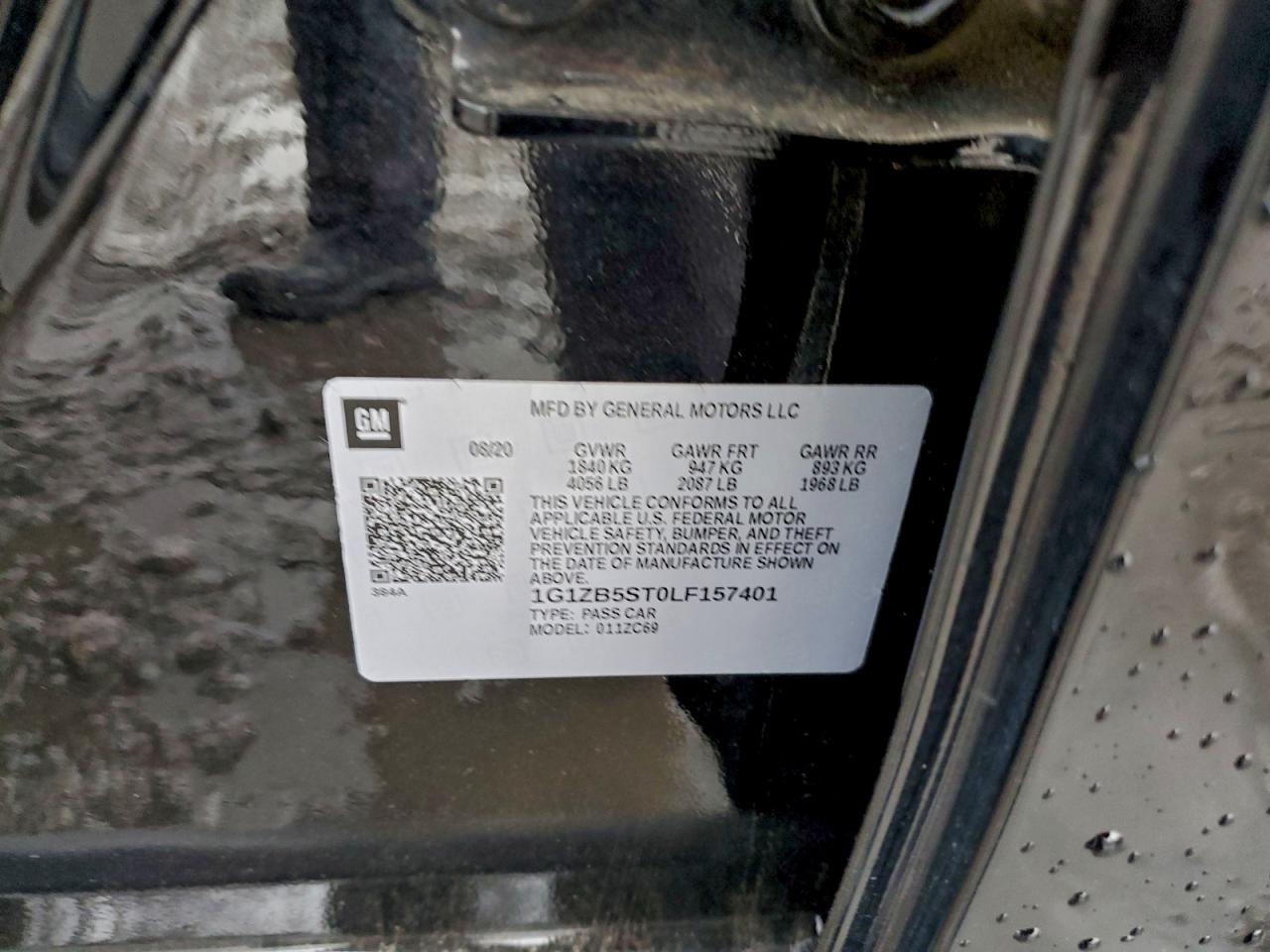 2020 Chevrolet Malibu Ls VIN: 1G1ZB5ST0LF157401 Lot: 95988185