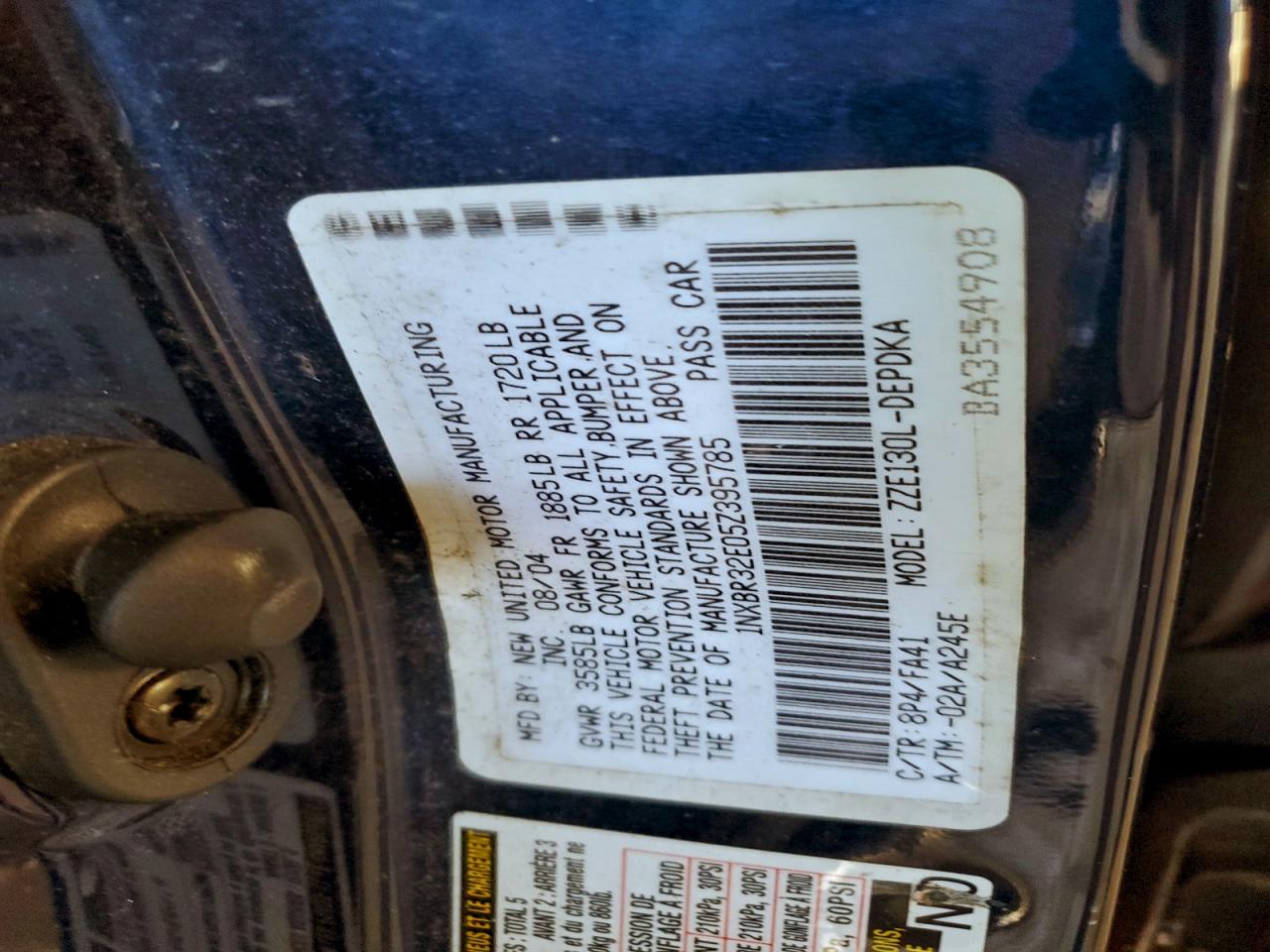 2005 Toyota Corolla Ce VIN: 1NXBR32E05Z395785 Lot: 96580925