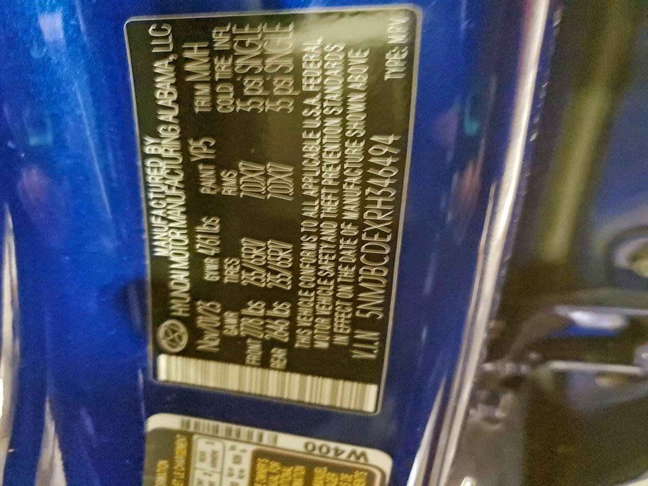 2024 Hyundai Tucson Sel VIN: 5NMJBCDEXRH346494 Lot: 96685855