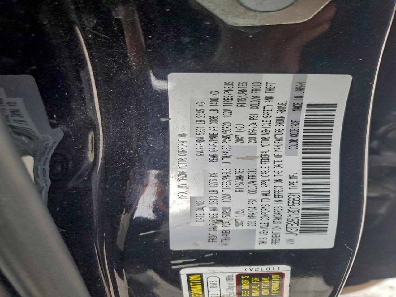 2008 Mazda Cx-9 VIN: JM3TB28V180156831 Lot: 96312685