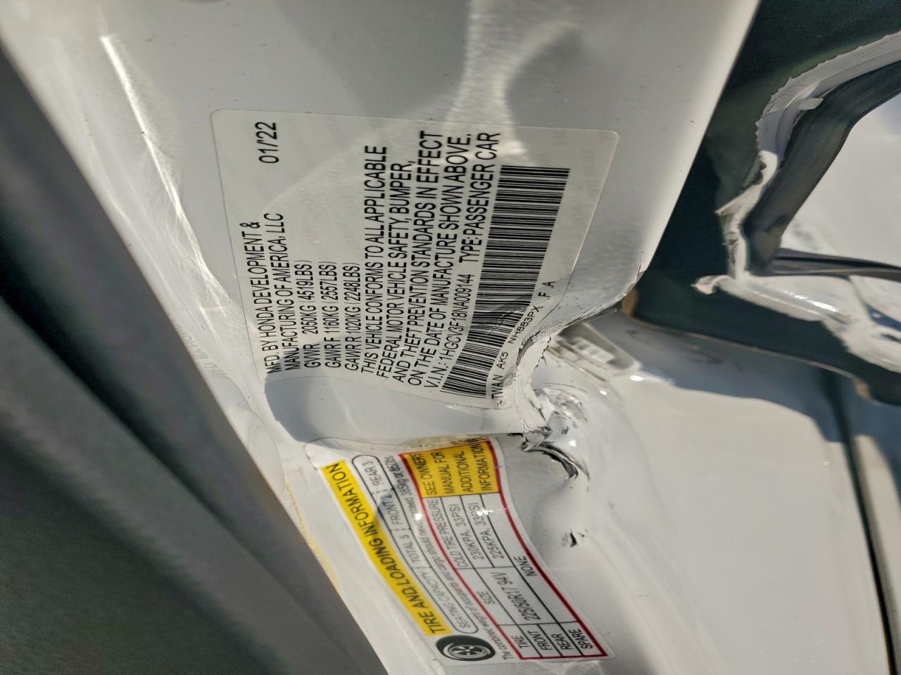 2022 Honda Accord Hybrid VIN: 1HGCV3F18NA009144 Lot: 94371815