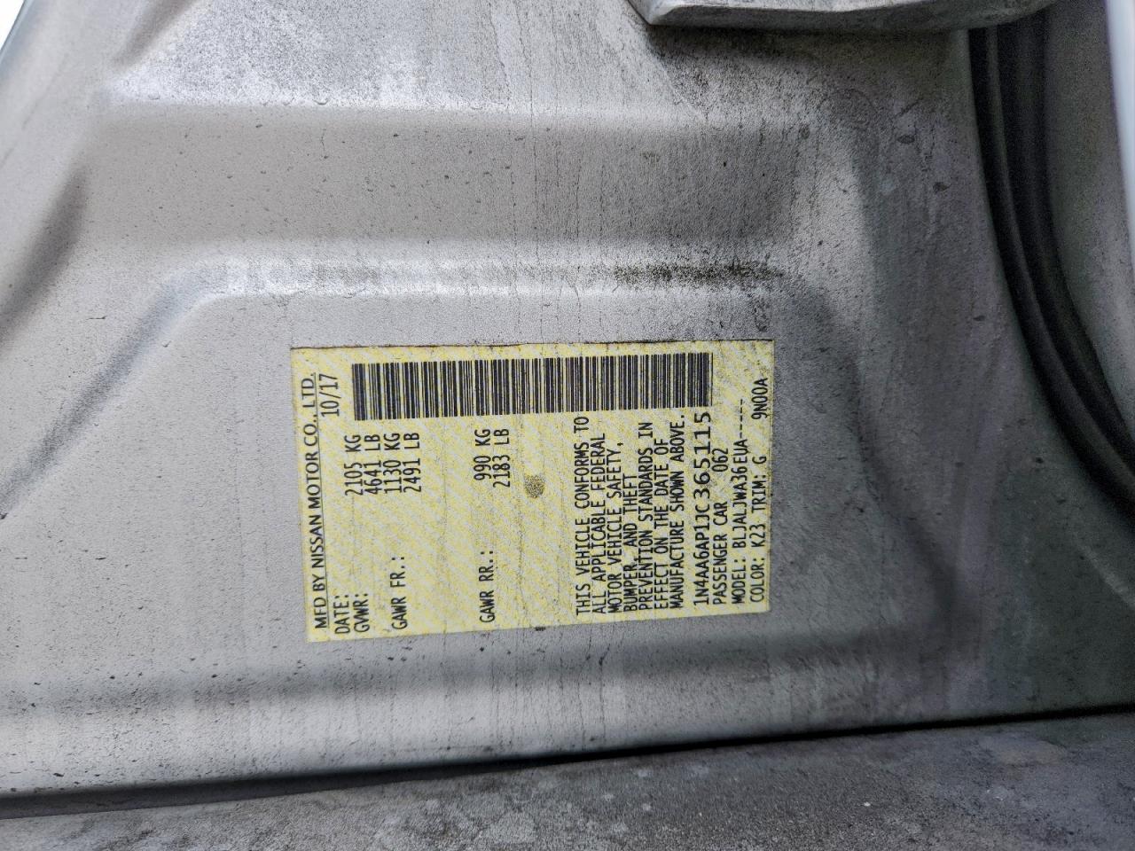 2018 Nissan Maxima 3.5S VIN: 1N4AA6AP1JC365115 Lot: 94447655