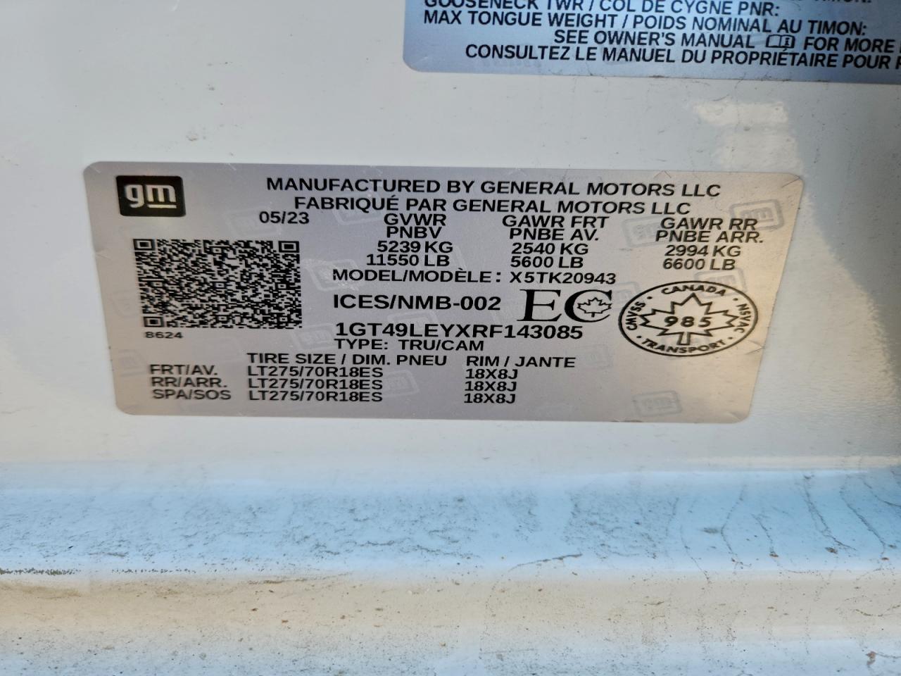 2024 GMC Sierra K2500 Heavy Duty VIN: 1GT49LEYXRF143085 Lot: 94116585