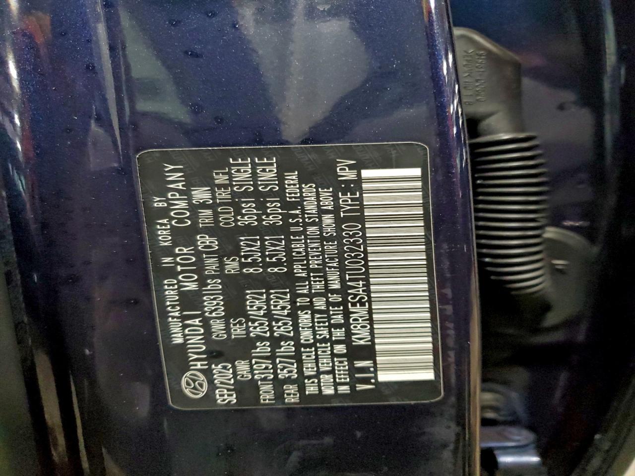 2026 Hyundai Palisade Calligraphy VIN: KM8RMESA4TU032330 Lot: 94492015