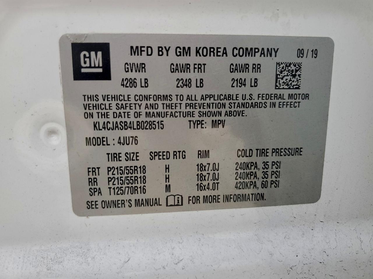 2020 Buick Encore Preferred VIN: KL4CJASB4LB028515 Lot: 96229875