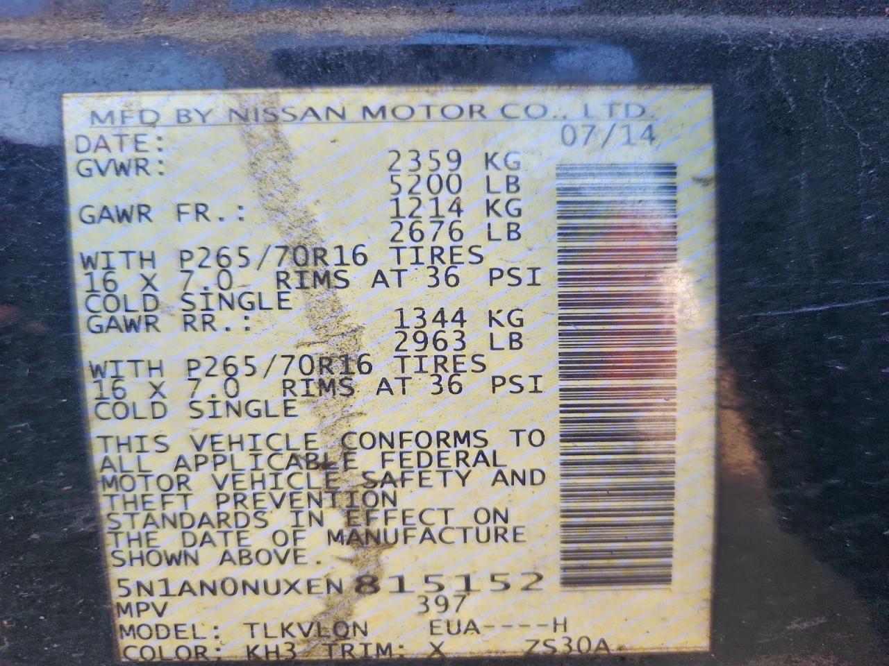 2014 Nissan Xterra X VIN: 5N1AN0NUXEN815152 Lot: 94872445