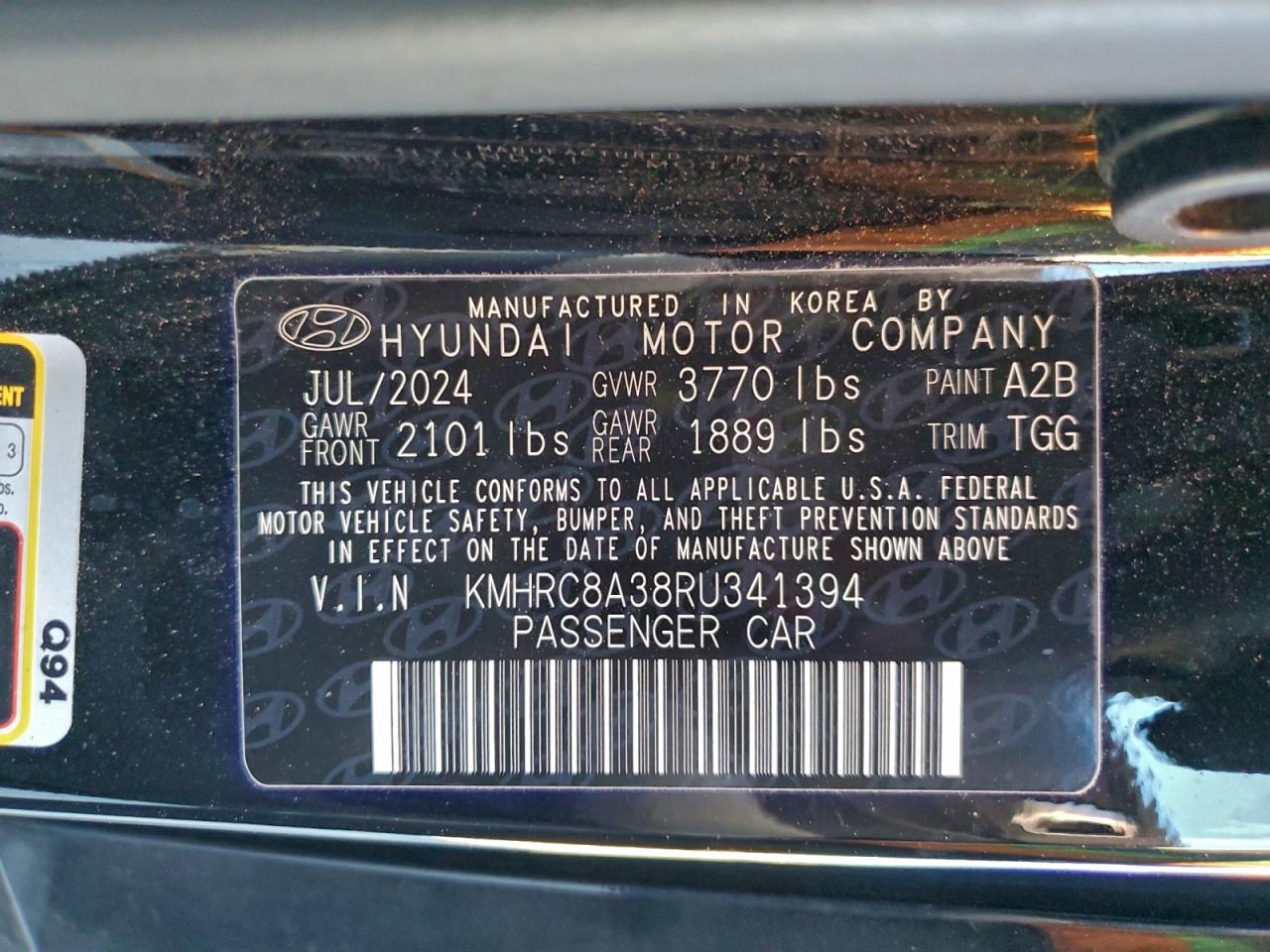 2024 Hyundai Venue Sel VIN: KMHRC8A38RU341394 Lot: 94484495