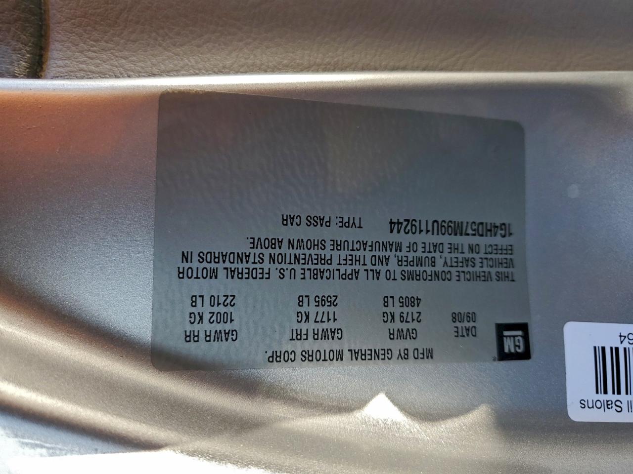 2009 Buick Lucerne Cxl VIN: 1G4HD57M99U119244 Lot: 94826005