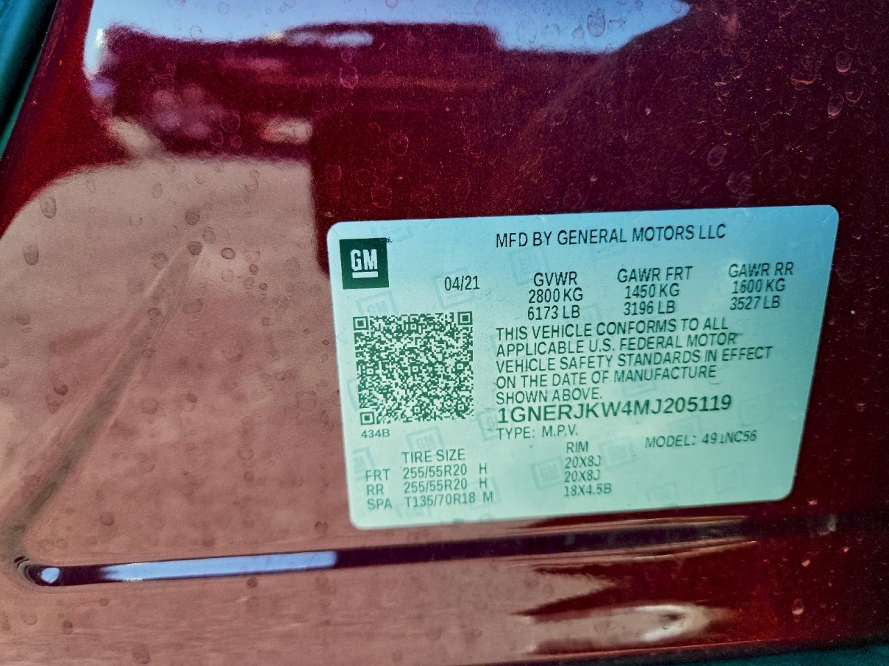 2021 Chevrolet Traverse Rs VIN: 1GNERJKW4MJ205119 Lot: 97974075