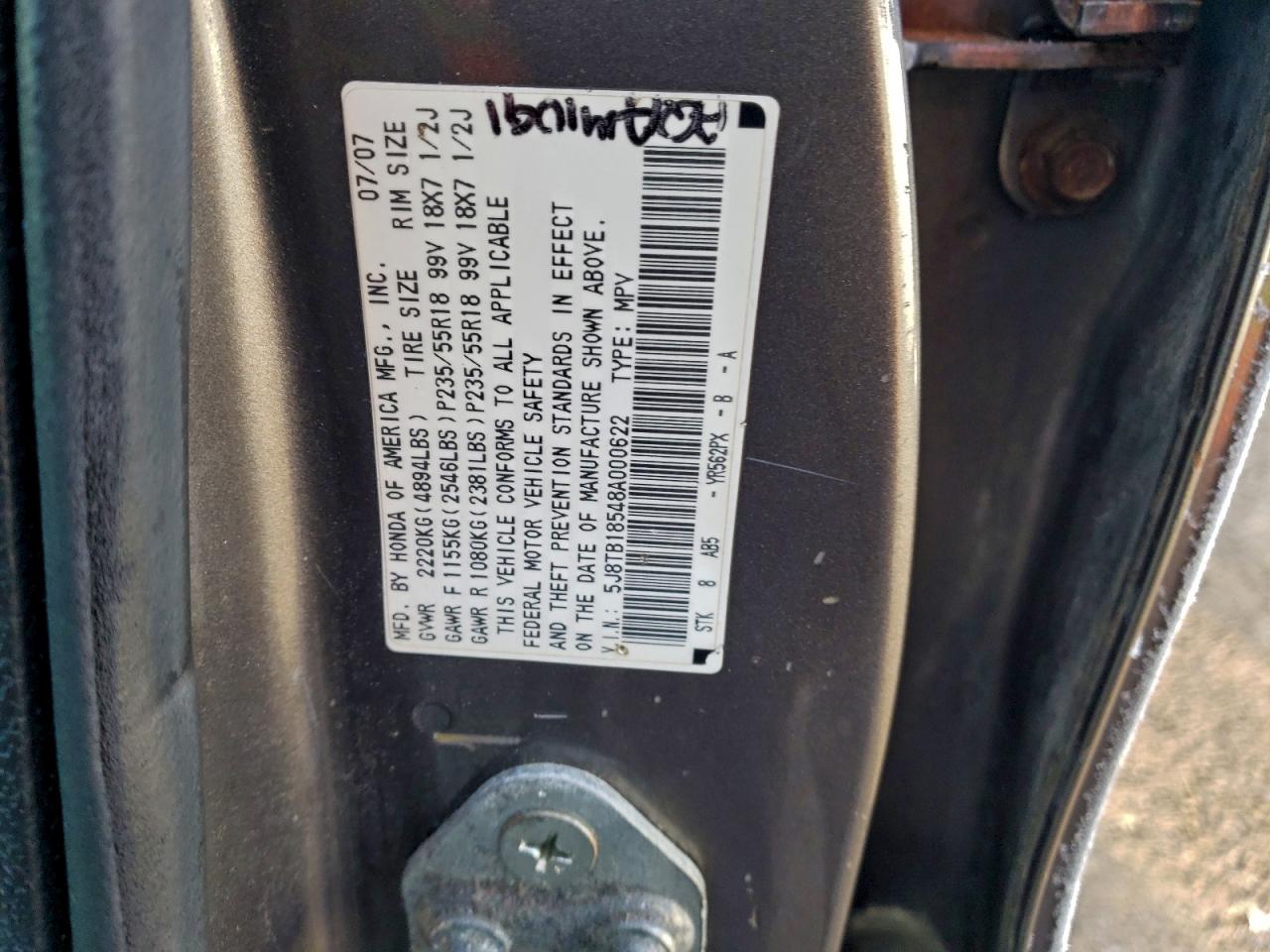 2008 Acura Rdx Technology VIN: 5J8TB18548A000622 Lot: 95660845