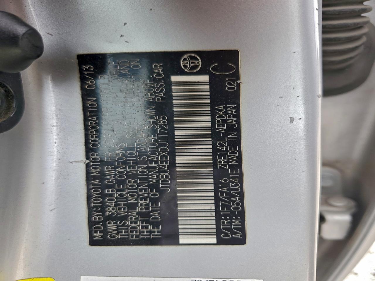 2013 Toyota Corolla Base VIN: JTDBU4EEXDJ117285 Lot: 94032945