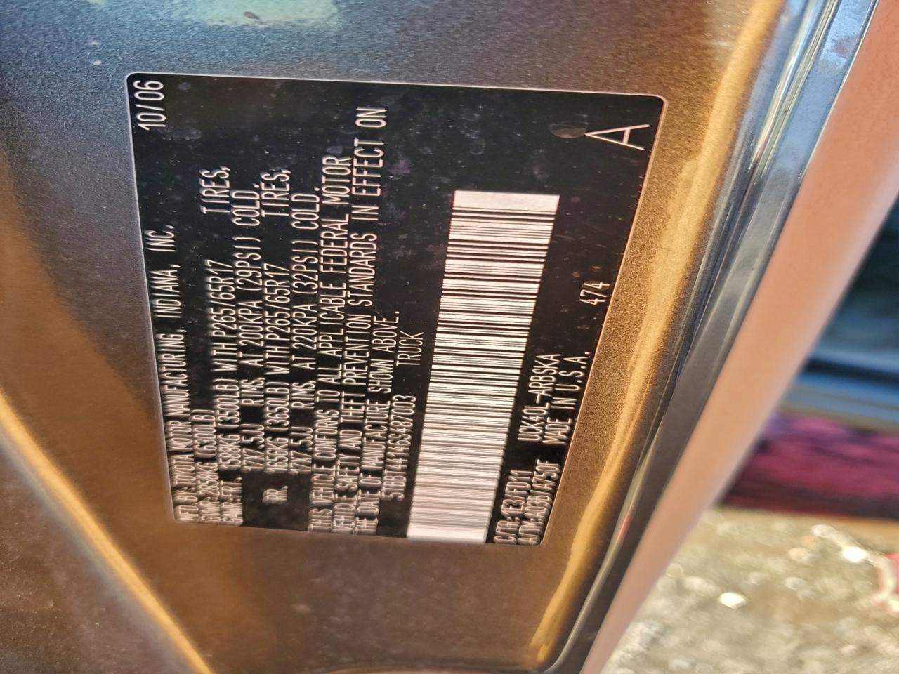 2006 Toyota Tundra Access Cab Sr5 VIN: 5TBBT44146S487003 Lot: 93988325