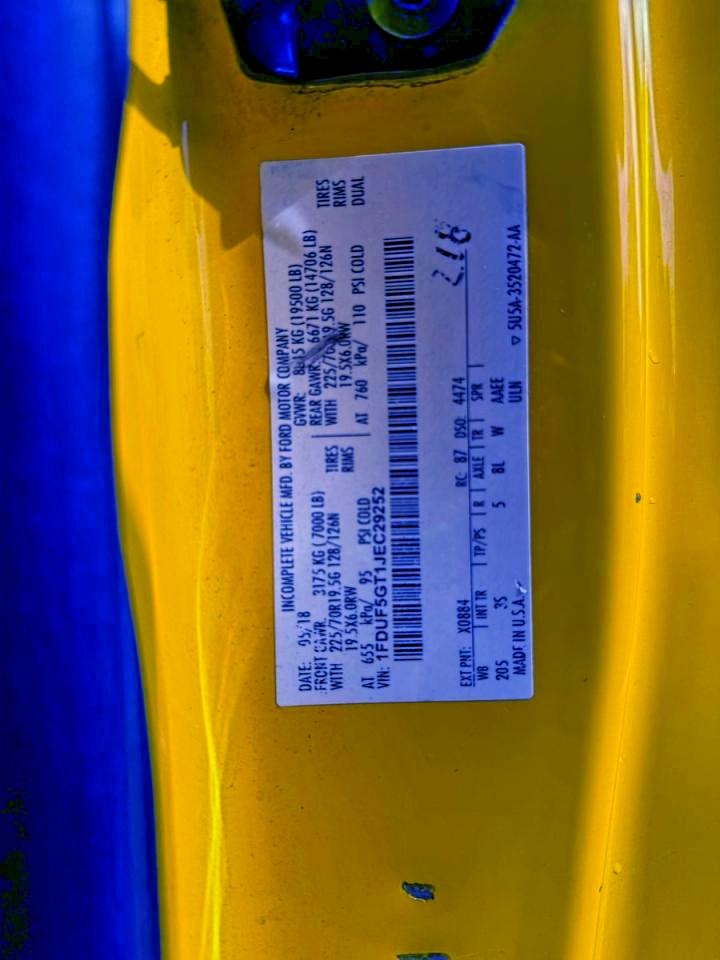 2018 Ford F550 Super Duty VIN: 1FDUF5GT1JEC29252 Lot: 95703965