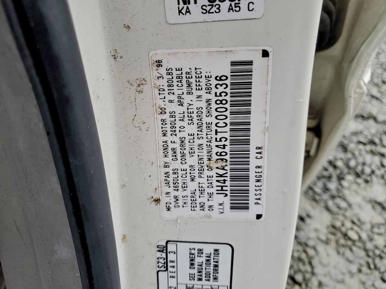 1996 Acura 3.5Rl VIN: JH4KA9645TC008536 Lot: 93995585