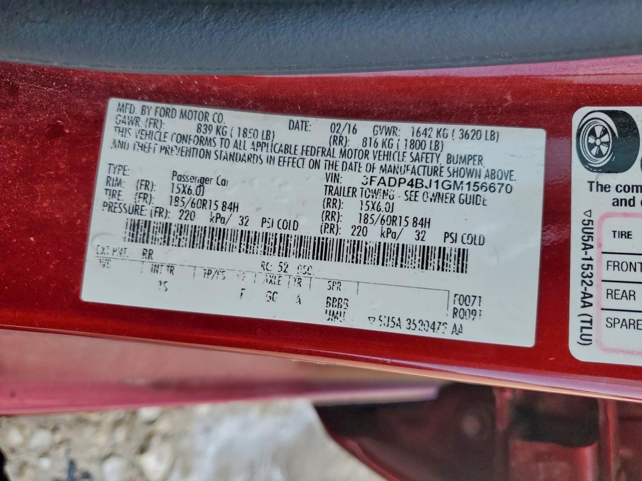 2016 Ford Fiesta Se VIN: 3FADP4BJ1GM156670 Lot: 94498615