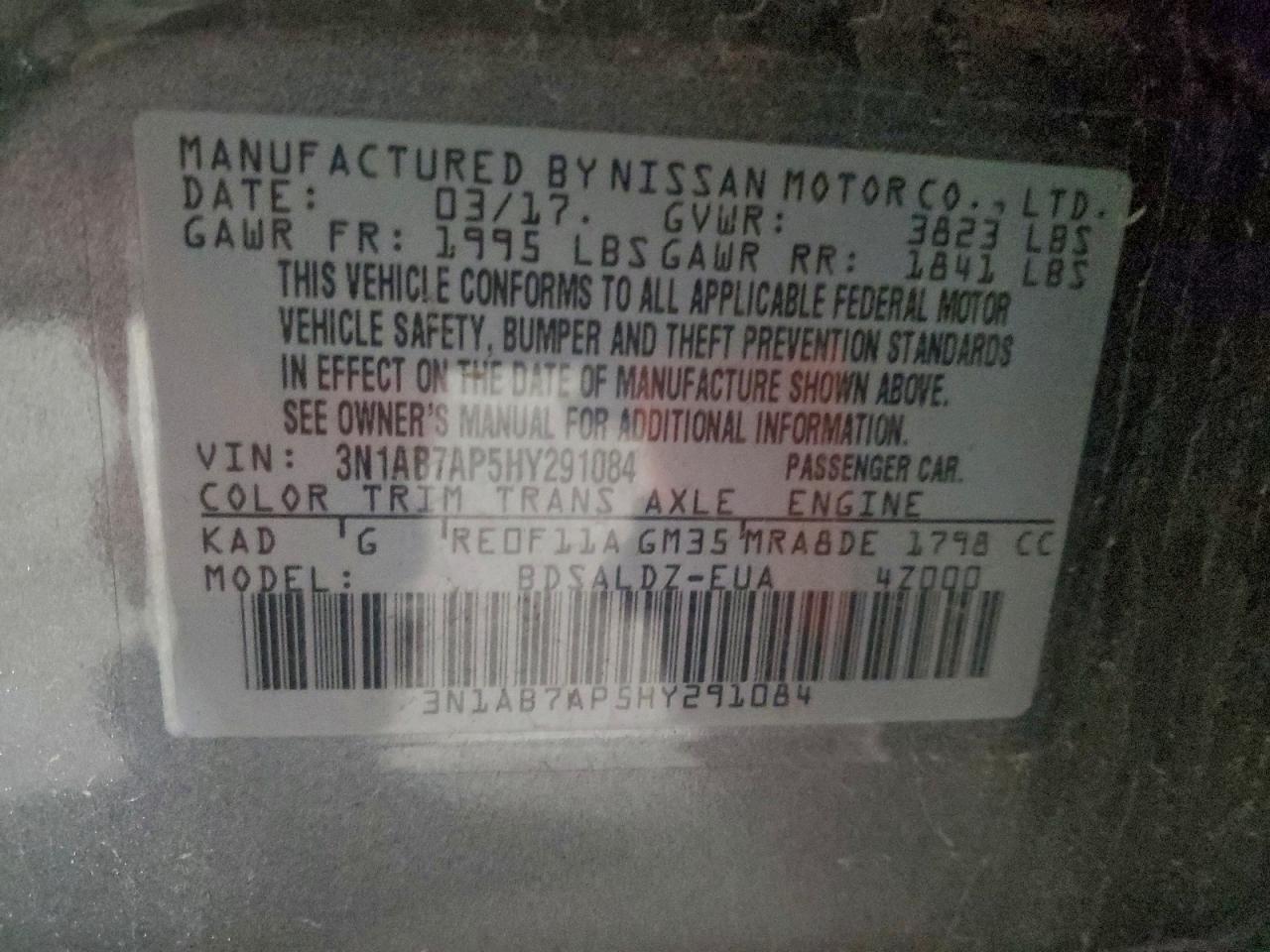 2017 Nissan Sentra S VIN: 3N1AB7AP5HY291084 Lot: 94872775