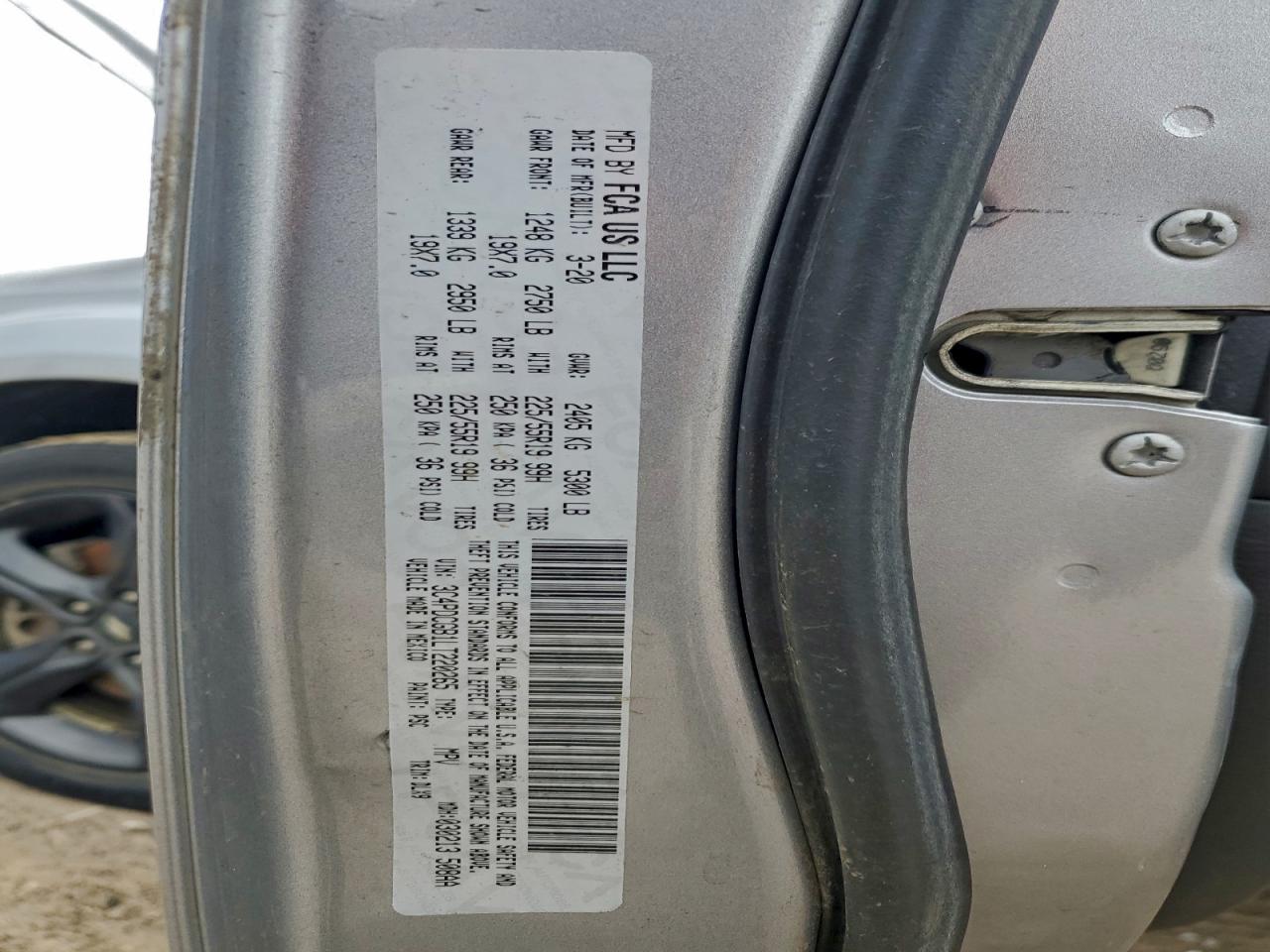 2020 Dodge Journey Crossroad VIN: 3C4PDCGB1LT220265 Lot: 95748665