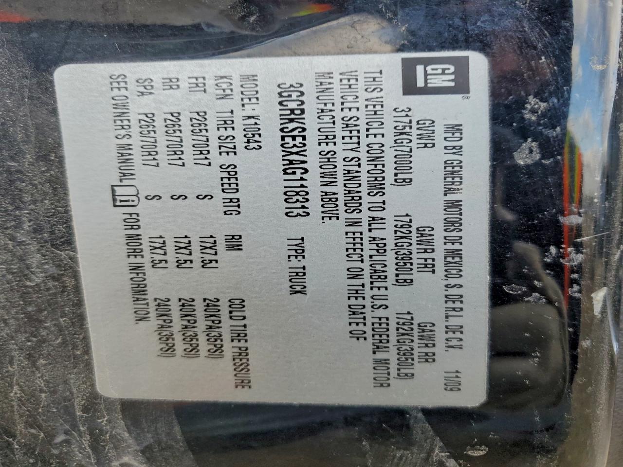 2010 Chevrolet Silverado K1500 Lt VIN: 3GCRKSE3XAG118313 Lot: 96513325