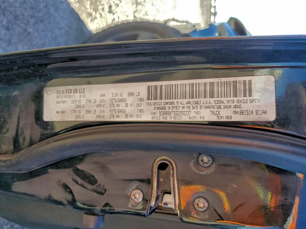 2016 Ram 1500 St VIN: 3C6RR6KT5GG356237 Lot: 95522225