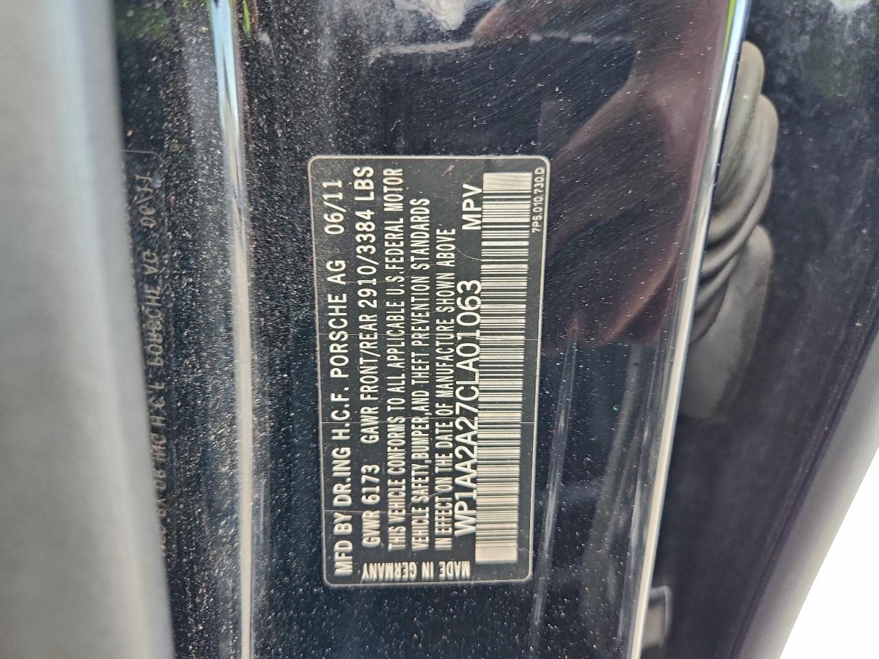 2012 Porsche Cayenne VIN: WP1AA2A27CLA01063 Lot: 96811945