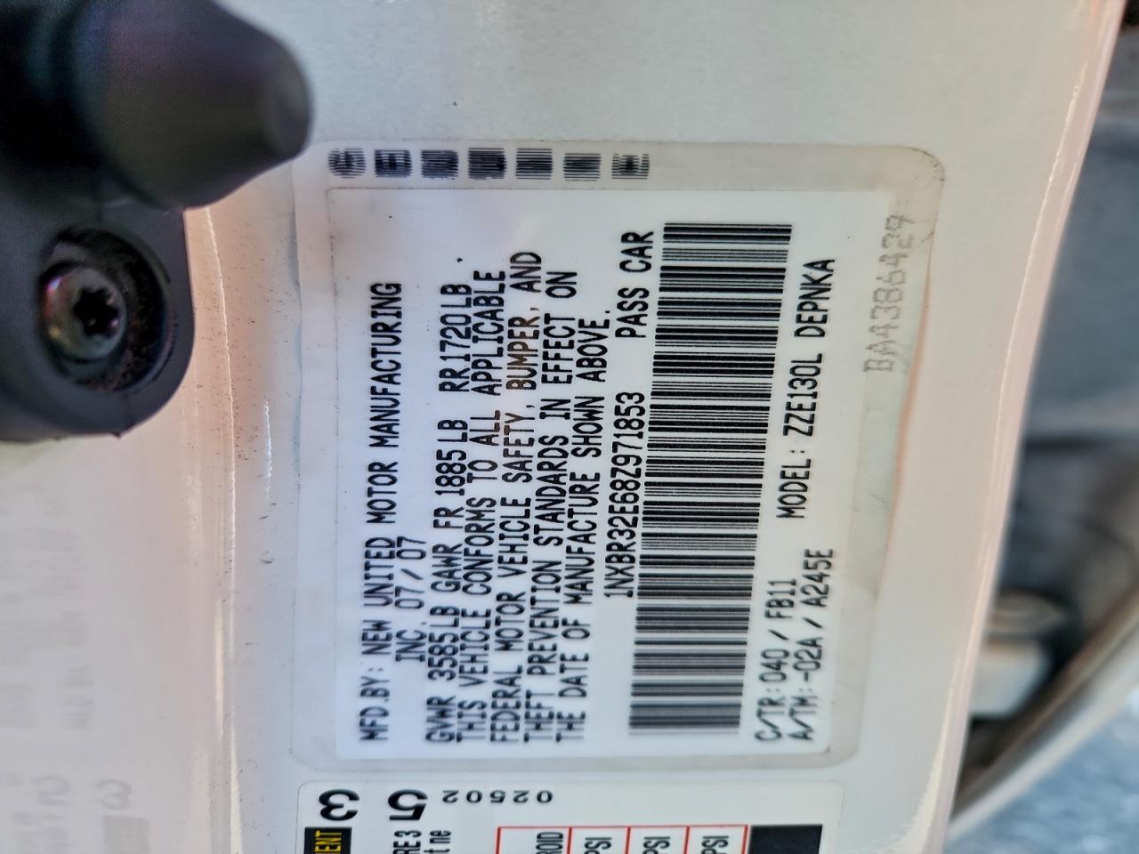 2008 Toyota Corolla Ce VIN: 1NXBR32E68Z971853 Lot: 95540315