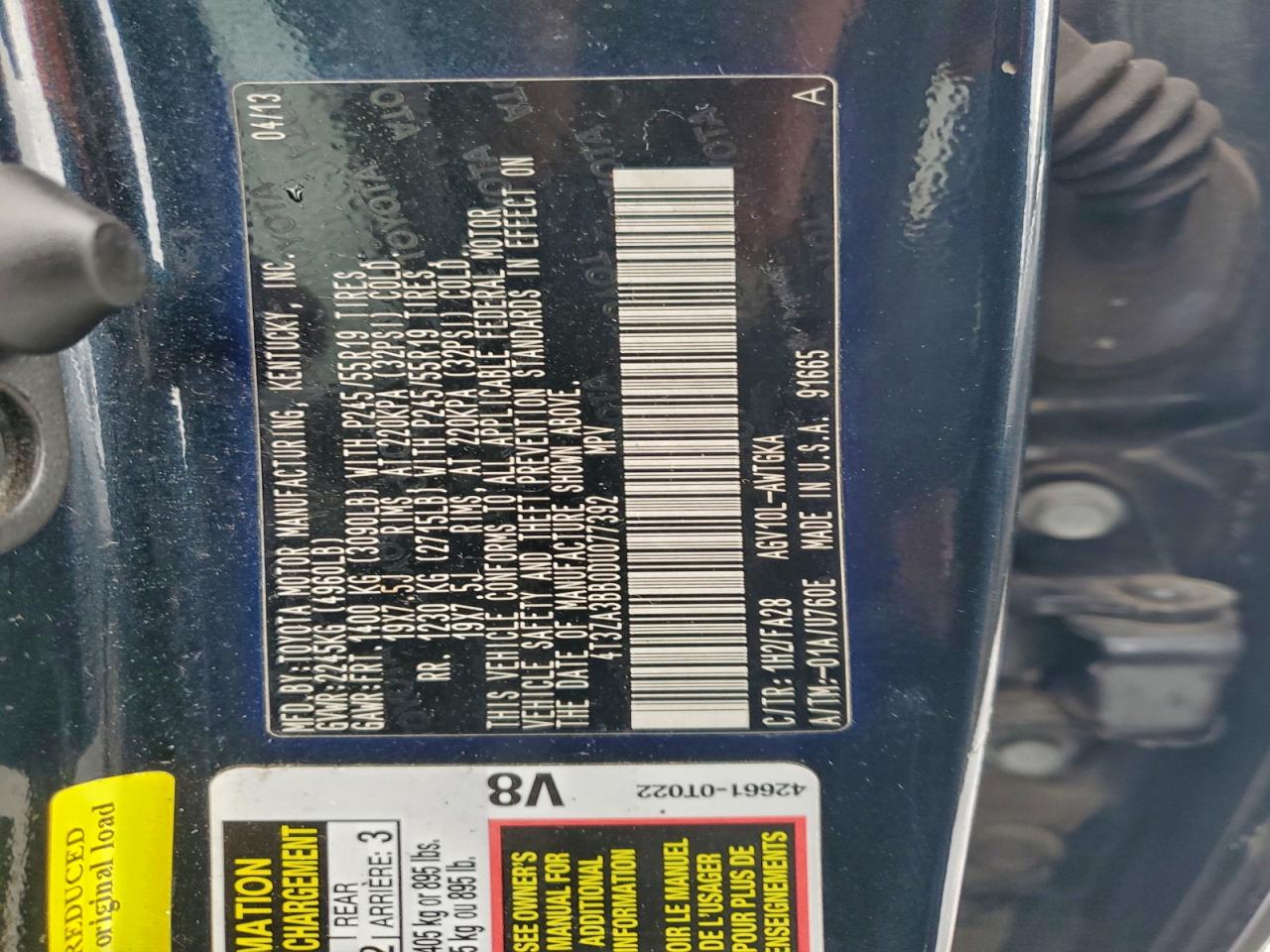 2013 Toyota Venza Le VIN: 4T3ZA3BB0DU077392 Lot: 95393275