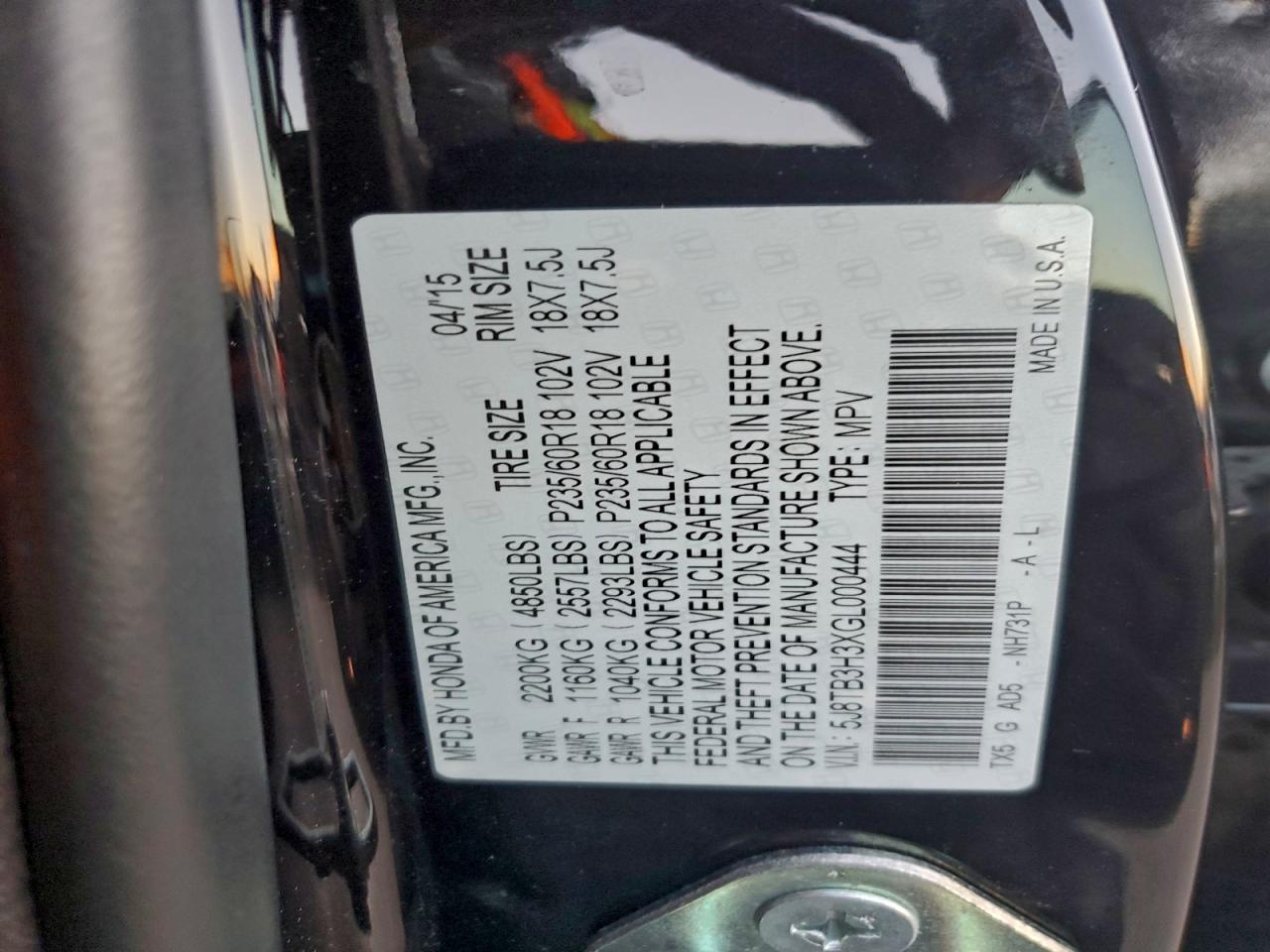 Фото: 5J8TB3H3XGL000444