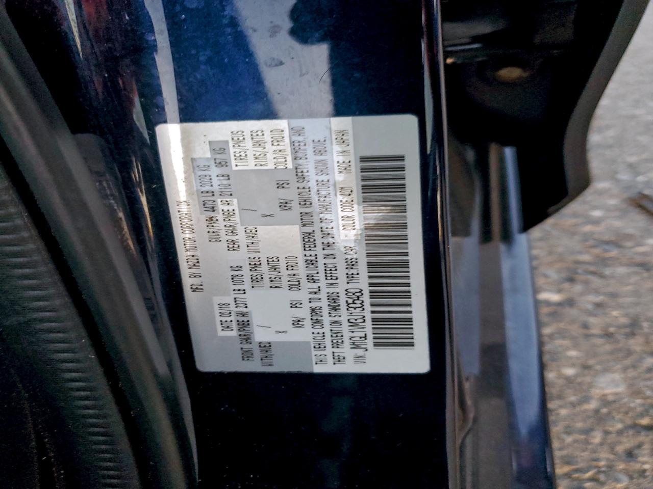 2018 Mazda 6 Touring VIN: JM1GL1VM3J1305480 Lot: 94919465