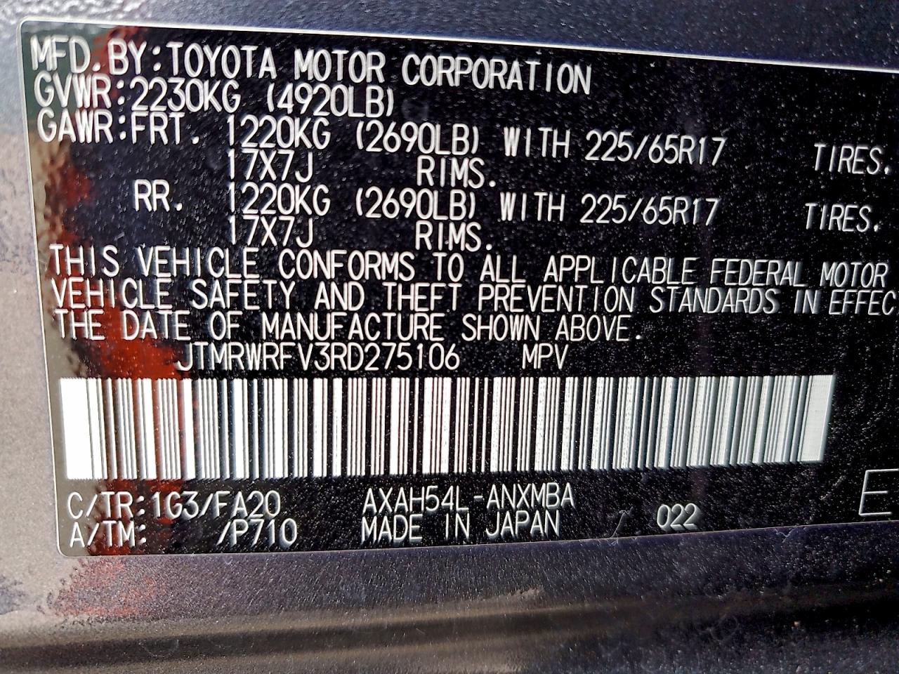 2024 Toyota Rav4 Xle VIN: JTMRWRFV3RD275106 Lot: 96349765