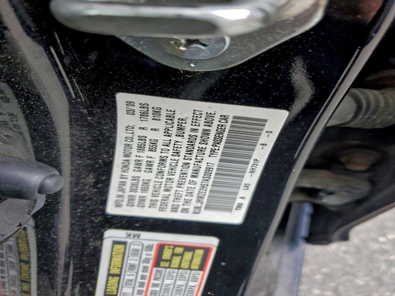 2010 Honda Insight Lx VIN: JHMZE2H57AS009917 Lot: 94275665