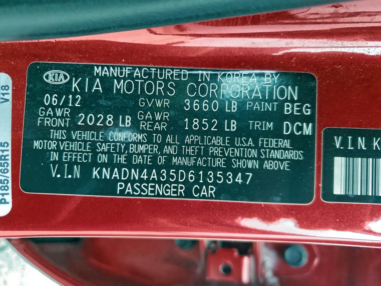 2013 Kia Rio Ex VIN: KNADN4A35D6135347 Lot: 96112115