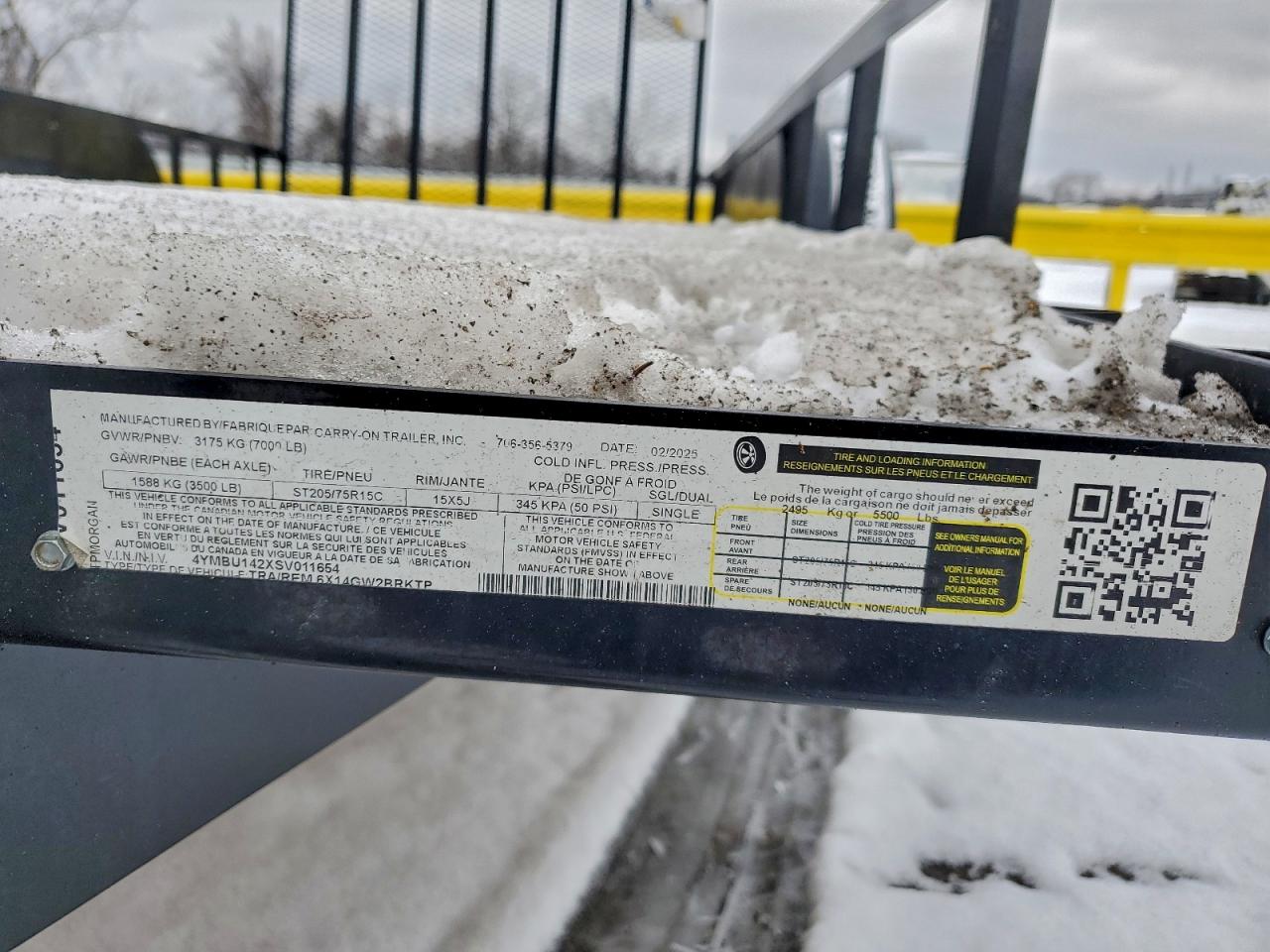 2025 Carry On 6X14Gw2Brktp Utility Trailer VIN: 4YMBU142XSV011654 Lot: 95416515