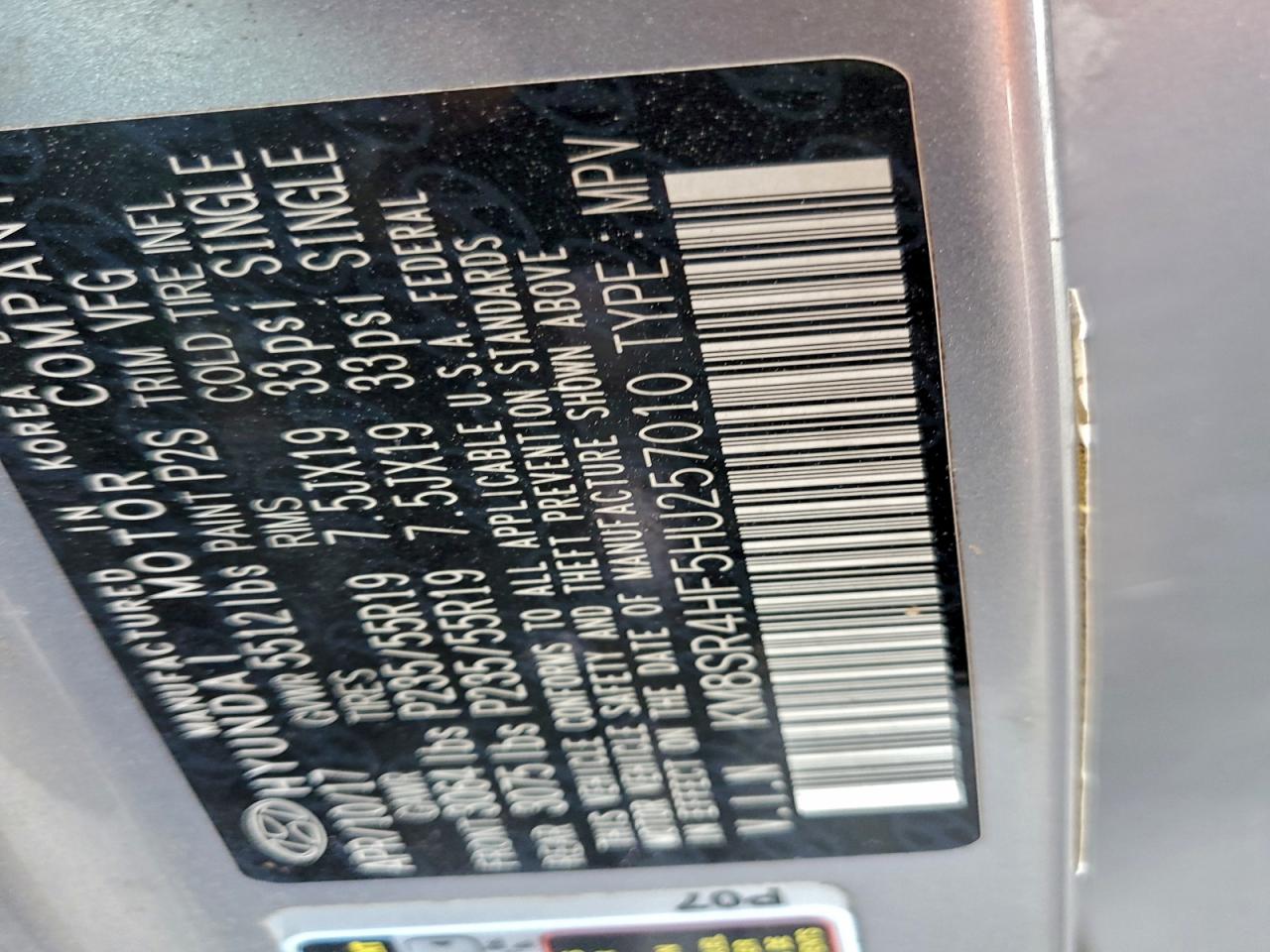 2017 Hyundai Santa Fe Se Ultimate VIN: KM8SR4HF5HU257010 Lot: 94902865