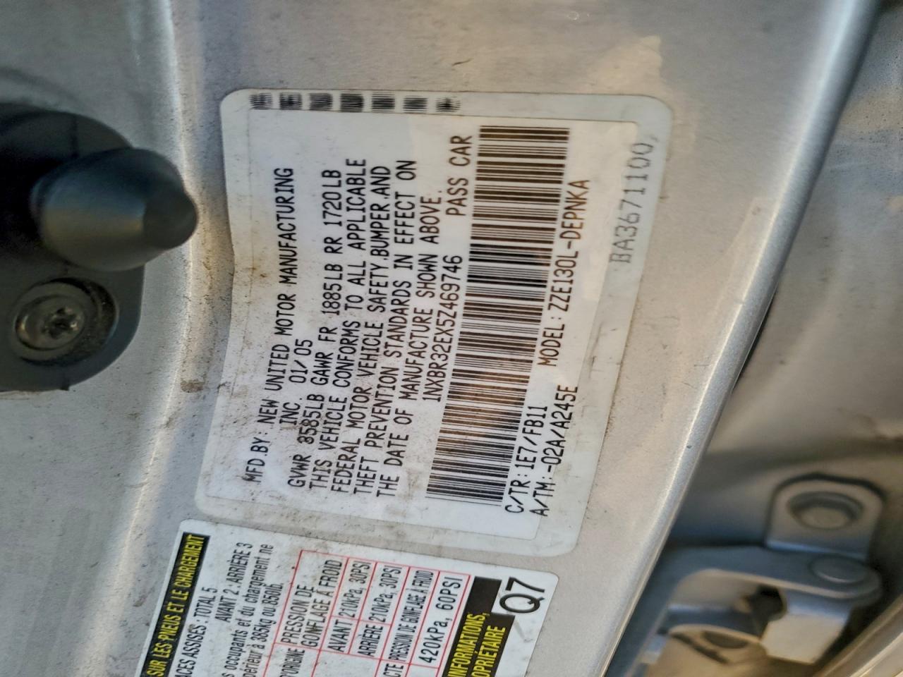 2005 Toyota Corolla Ce VIN: 1NXBR32EX5Z469746 Lot: 95310755