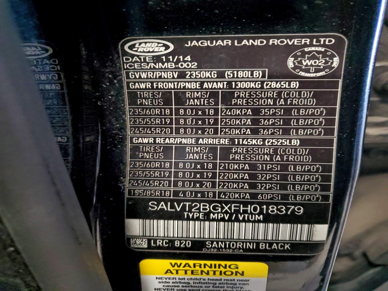 2015 Land Rover Range Rover Evoque Dynamic Premium VIN: SALVT2BGXFH018379 Lot: 93827855