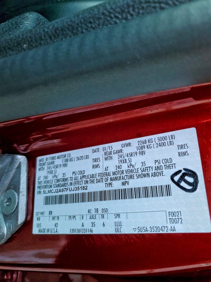 2015 Lincoln Mkc VIN: 5LMCJ2A97FUJ35182 Lot: 95667805