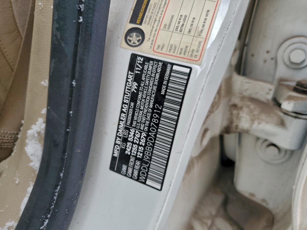 2013 Mercedes-Benz Cls 550 4Matic VIN: WDDLJ9BB9DA078912 Lot: 96170735