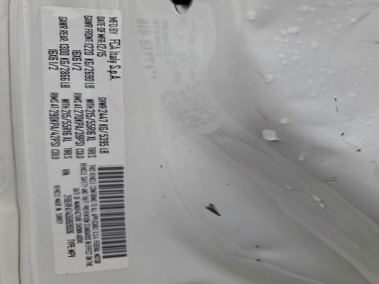 2016 Ram Promaster City VIN: ZFBERFAT4G6B69006 Lot: 93686075