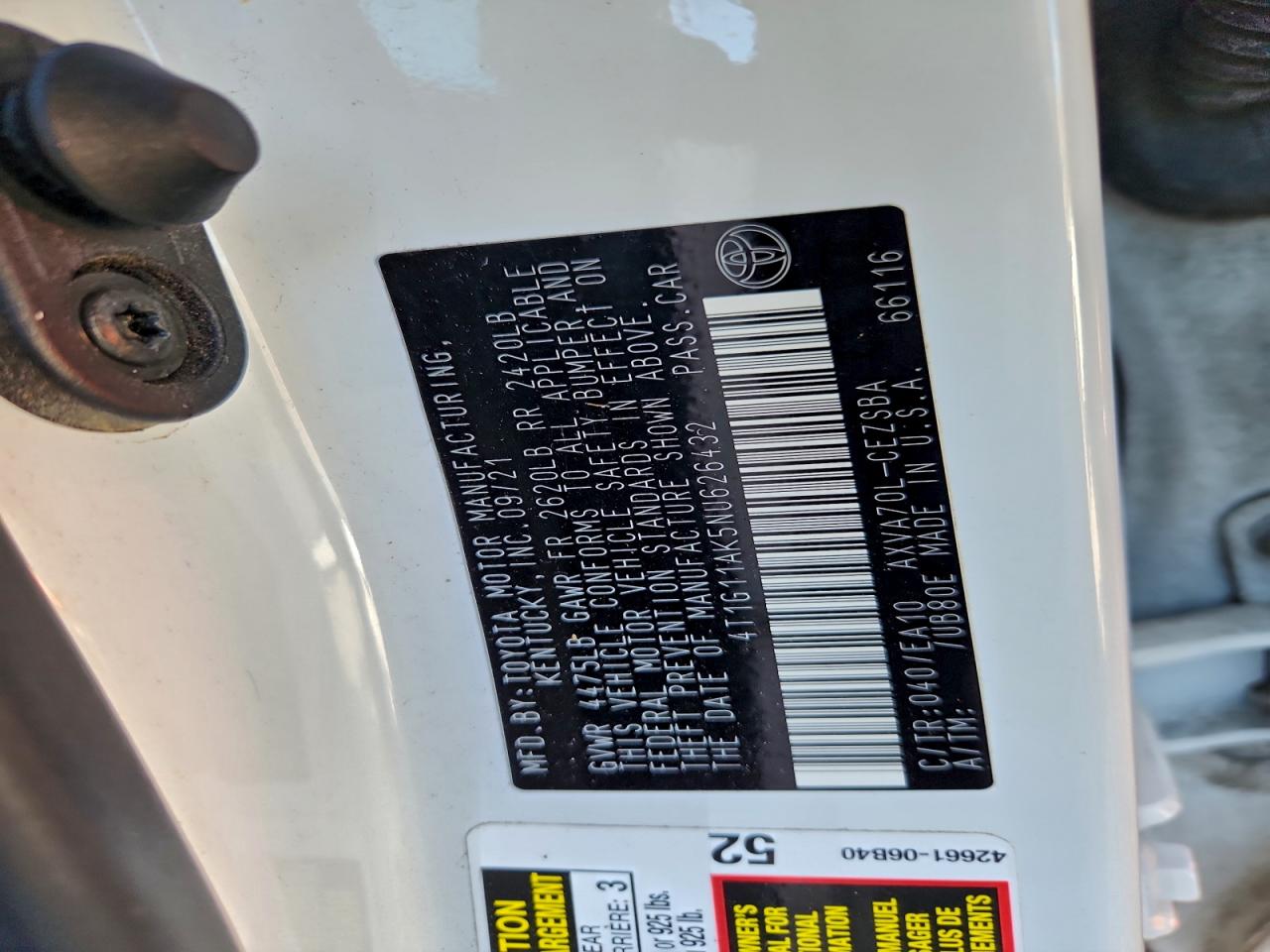 2022 Toyota Camry Se VIN: 4T1G11AK5NU626432 Lot: 94800045