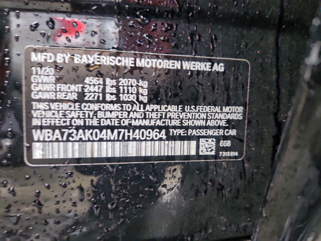 2021 BMW 228Xi VIN: WBA73AK04M7H40964 Lot: 94884095