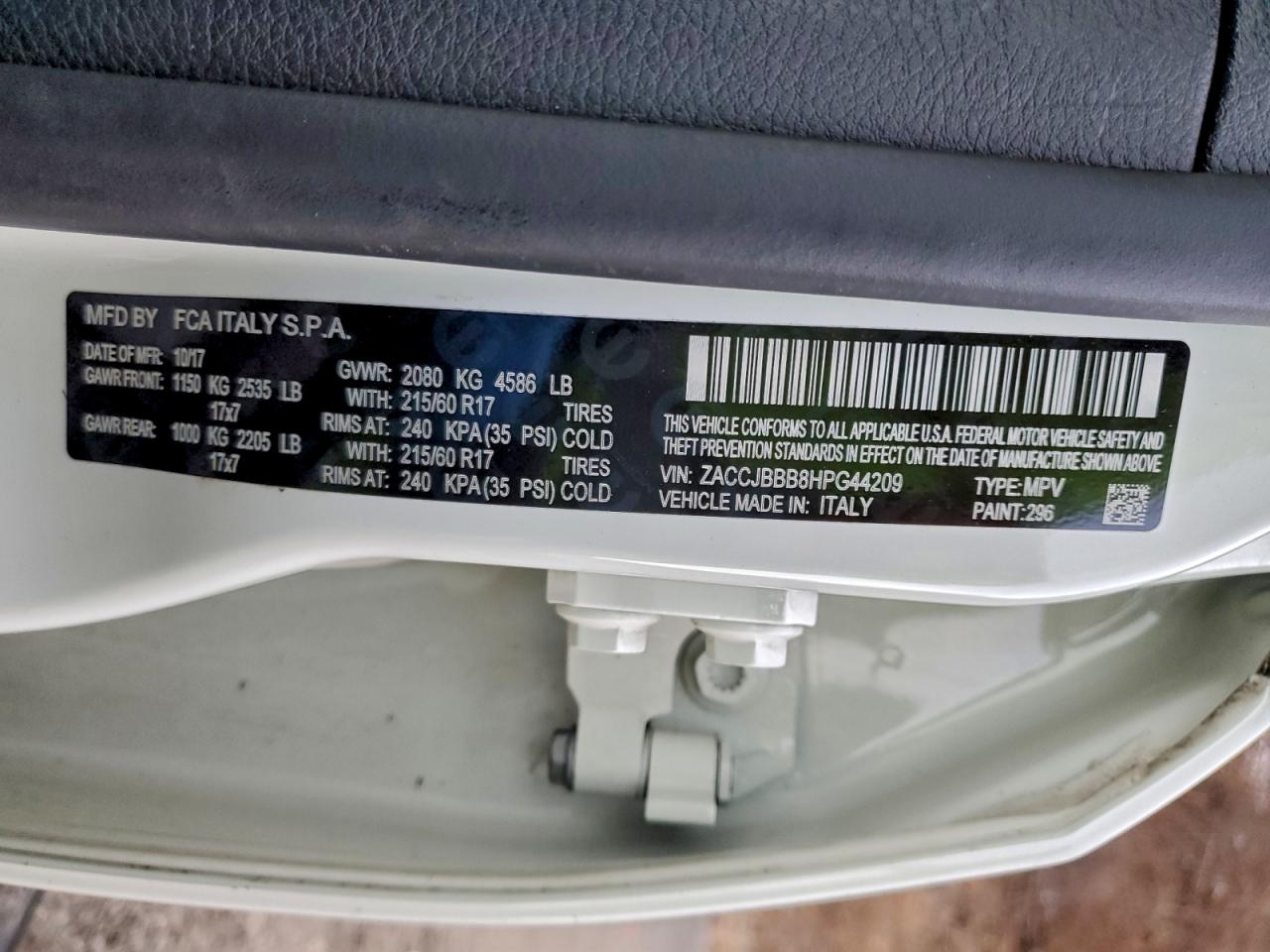 2017 Jeep Renegade Latitude VIN: ZACCJBBB8HPG44209 Lot: 94493475